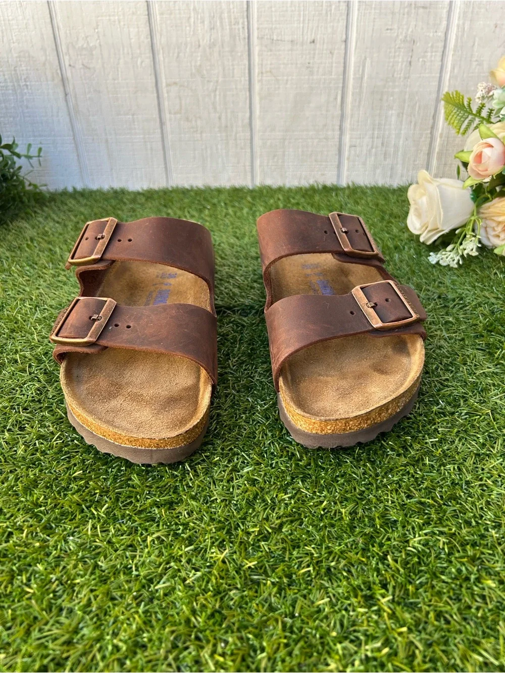 BIRKENSTOCK Arizona habana oiled leather 38 US 7-7.5 brown gently used/ unisex